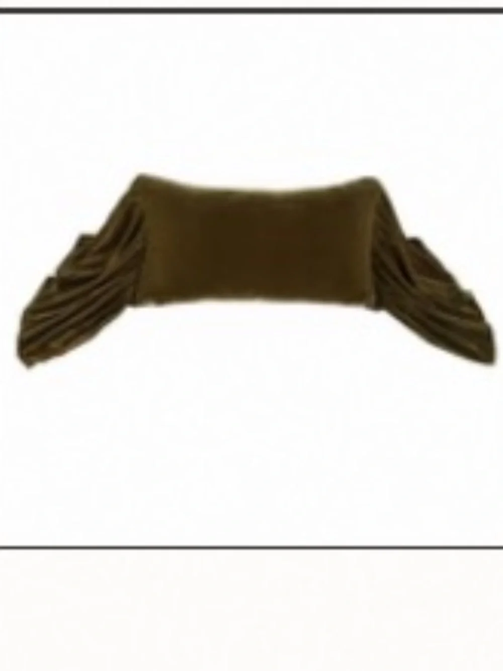 NWT HiEnd Accents STELLA FAUX SILK VELVET LONG RUFFLED PILLOW Olive